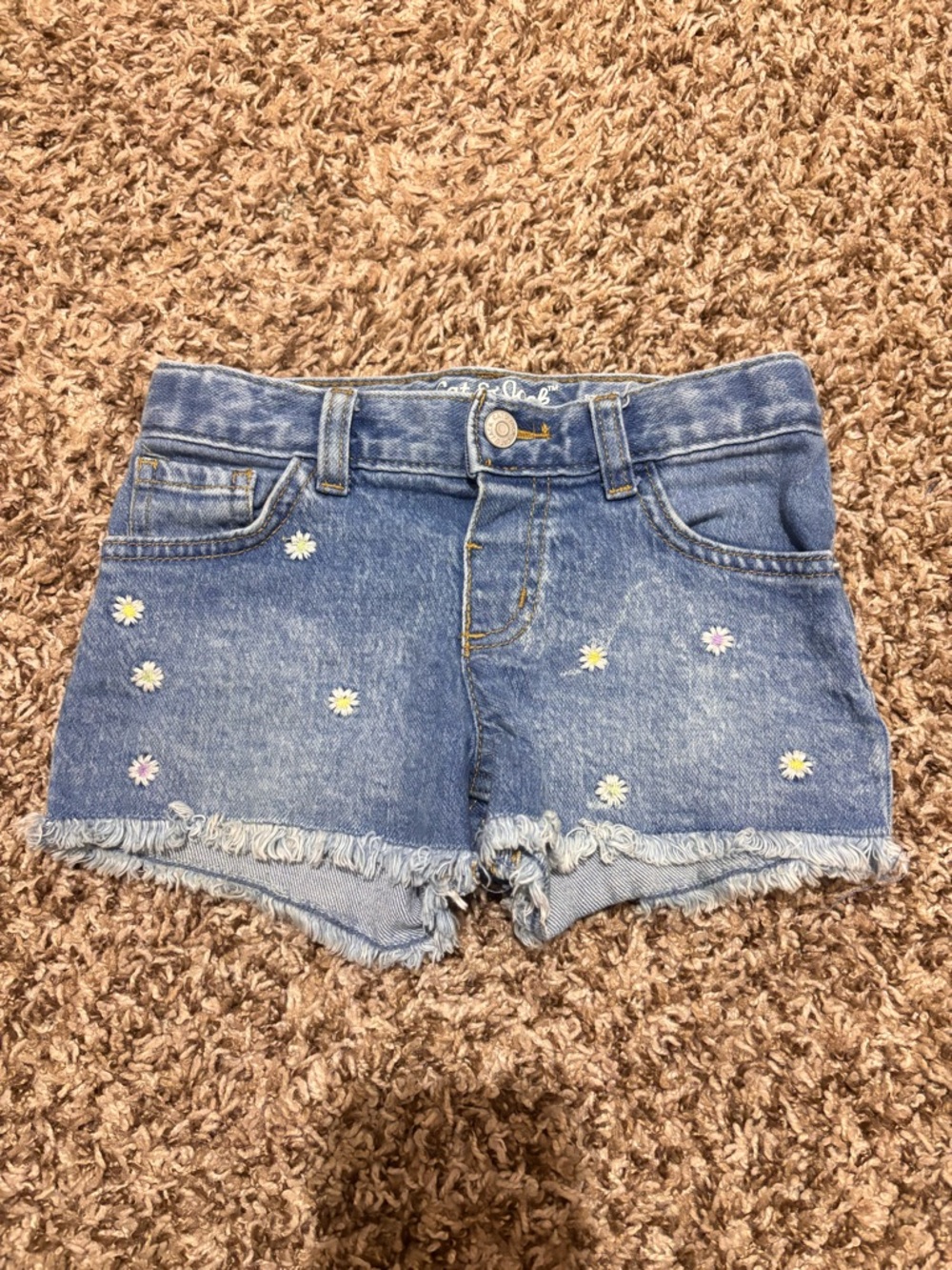 Cat & Jack Blue Denim Daisy Embroidered Shorts